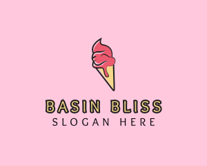 Melting Ice Cream Cone  logo design