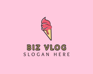 Melting Ice Cream Cone  logo design