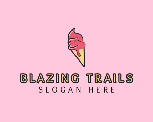 Melting Ice Cream Cone  logo design