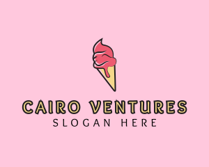 Melting Ice Cream Cone  logo design