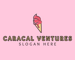 Melting Ice Cream Cone  logo design