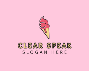 Melting Ice Cream Cone  logo design