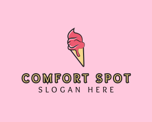 Melting Ice Cream Cone  logo design