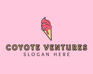 Melting Ice Cream Cone  logo design