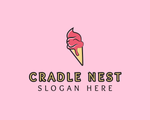 Melting Ice Cream Cone  logo design