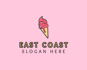 Melting Ice Cream Cone  logo design