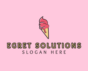 Melting Ice Cream Cone  logo design