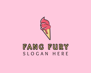 Melting Ice Cream Cone  logo design