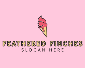 Melting Ice Cream Cone  logo design