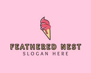 Melting Ice Cream Cone  logo design