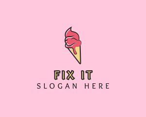 Melting Ice Cream Cone  logo design