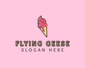 Melting Ice Cream Cone  logo design