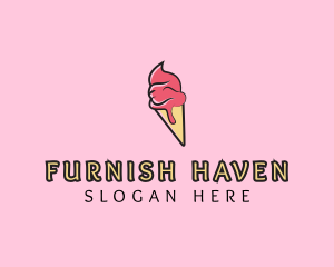 Melting Ice Cream Cone  logo design