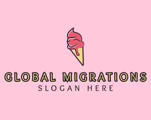 Melting Ice Cream Cone  logo design