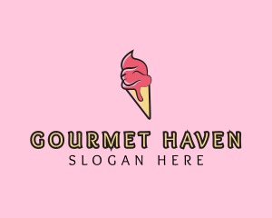 Melting Ice Cream Cone  logo design