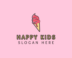 Melting Ice Cream Cone  logo design