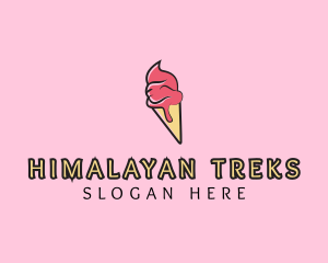 Melting Ice Cream Cone  logo design