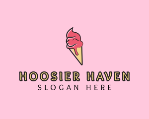 Melting Ice Cream Cone  logo design