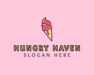 Melting Ice Cream Cone  logo design