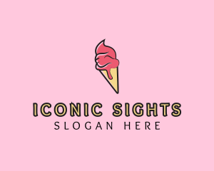 Melting Ice Cream Cone  logo design