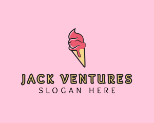 Melting Ice Cream Cone  logo design