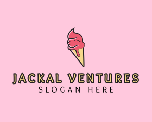 Melting Ice Cream Cone  logo design