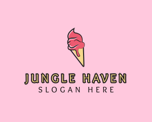 Melting Ice Cream Cone  logo design