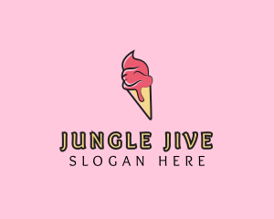 Melting Ice Cream Cone  logo design