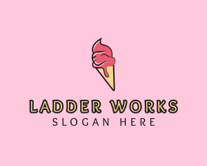 Melting Ice Cream Cone  logo design