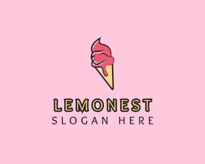 Melting Ice Cream Cone  logo design