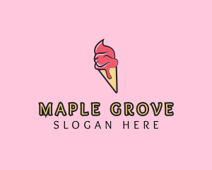 Melting Ice Cream Cone  logo design