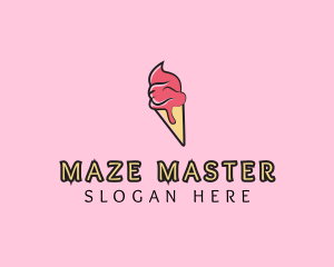 Melting Ice Cream Cone  logo design