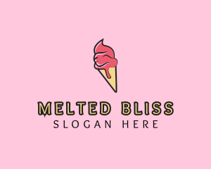 Melting Ice Cream Cone  logo design