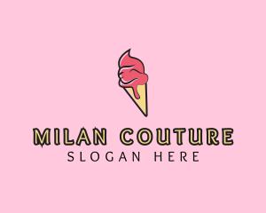 Melting Ice Cream Cone  logo design