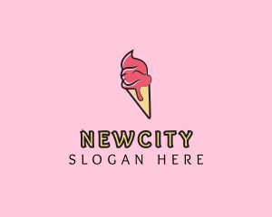 Melting Ice Cream Cone  logo design