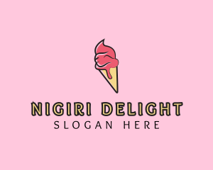 Melting Ice Cream Cone  logo design