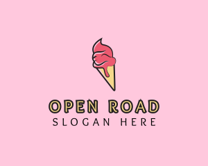 Melting Ice Cream Cone  logo design