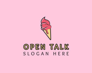 Melting Ice Cream Cone  logo design