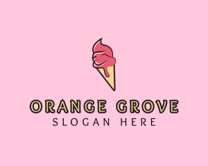 Melting Ice Cream Cone  logo design