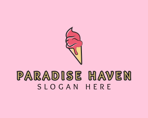 Melting Ice Cream Cone  logo design