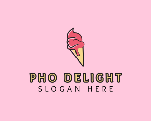 Melting Ice Cream Cone  logo design