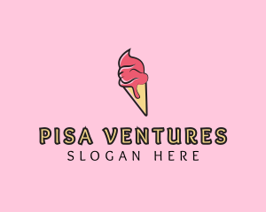 Melting Ice Cream Cone  logo design