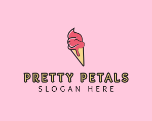 Melting Ice Cream Cone  logo design