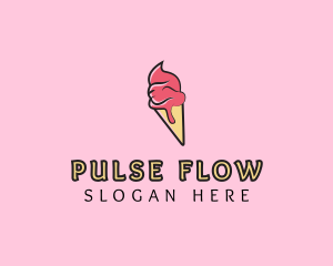 Melting Ice Cream Cone  logo design