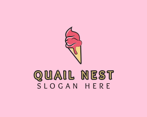 Melting Ice Cream Cone  logo design