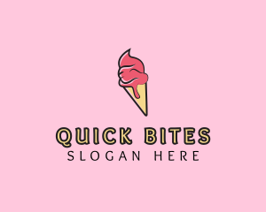 Melting Ice Cream Cone  logo design