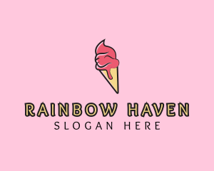 Melting Ice Cream Cone  logo design