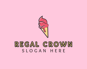 Melting Ice Cream Cone  logo design