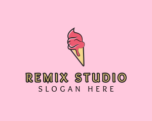 Melting Ice Cream Cone  logo design