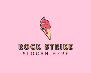 Melting Ice Cream Cone  logo design